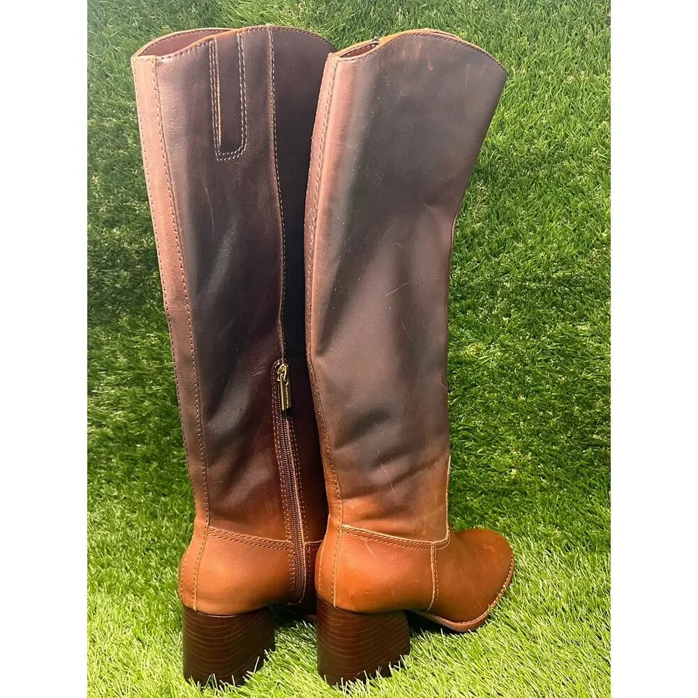 Vince Camuto Women's 6.5M Chocolate Fade Leila Leather Knee High Boots